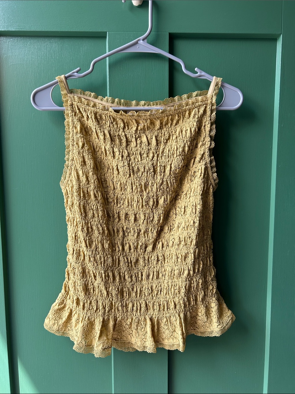 Maeve Women’s Smocked Ruffle Tank Top - Mustard Yellow